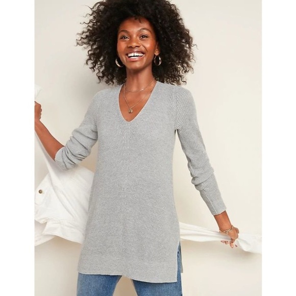 Old Navy Textured V-Neck Sweater Tunic Gray XXL Tall - Picture 1 of 9
